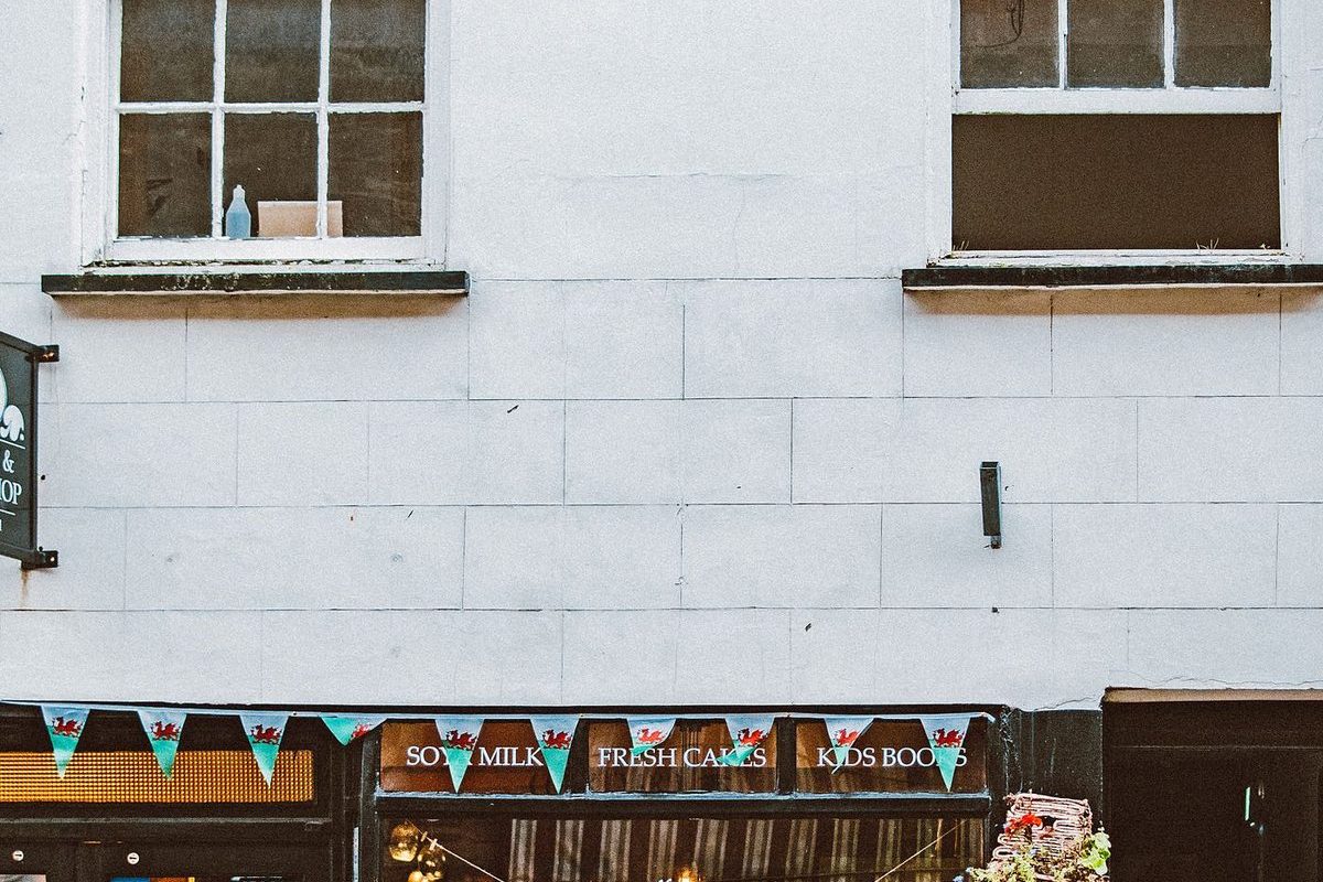 The facade of an independent coffee and book shop
